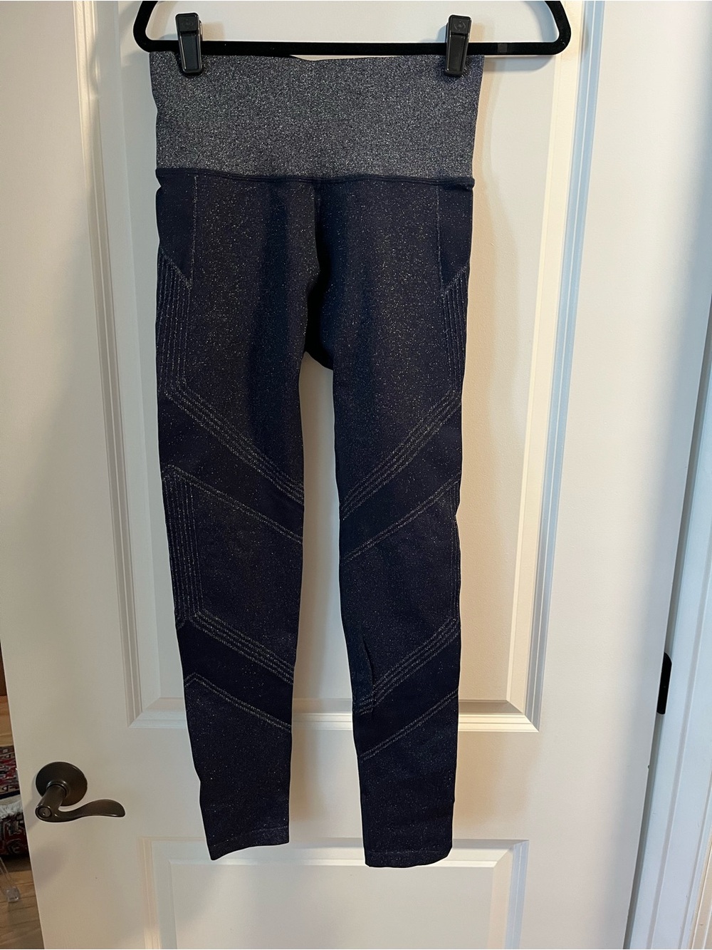 Athleta High-Rise Sparkle Navy Leggings with Comfort Waistband